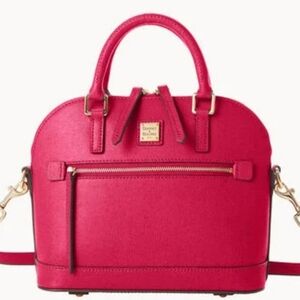 NWT. Dooney & Bourke Pink Domed Satchel with Gold Accents.